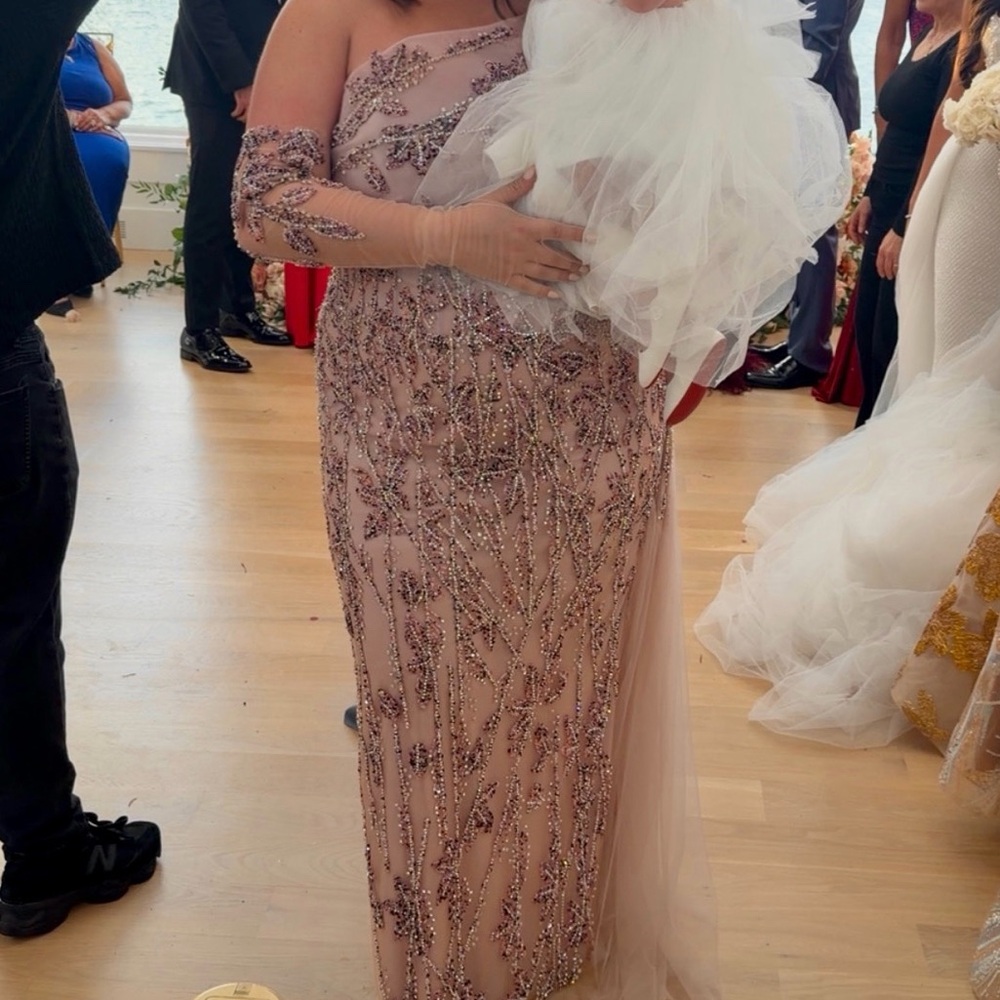 Elegant One-Shoulder Embellished Evening Gown